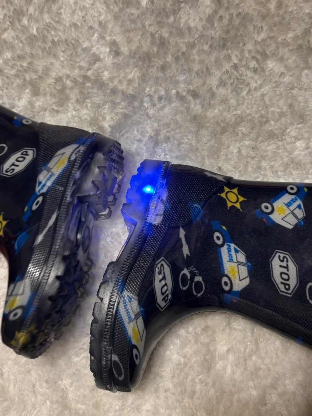 FunsPread Kids Light Up Rain-boots with Handles Toddler Sz 6